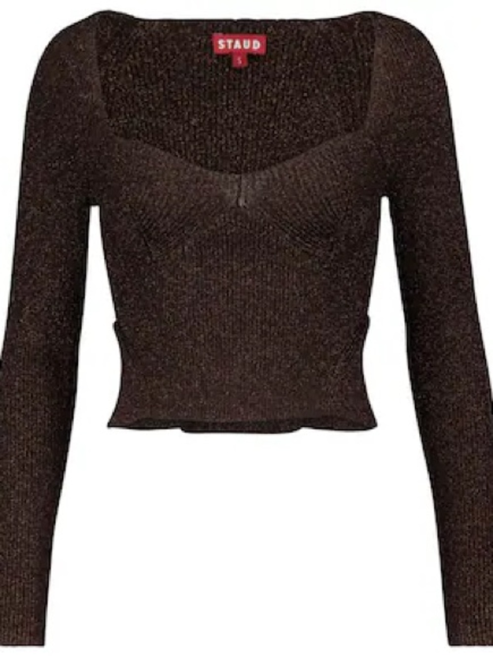 Staud Cerro Square neck knit metalic top